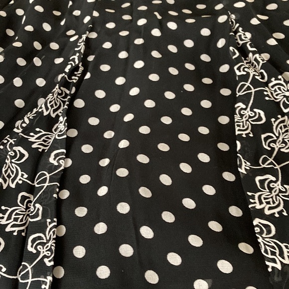 JM Collection Vintage Pre-Loved Black Polka Dot Black Flow Skirt - Picture 4 of 8